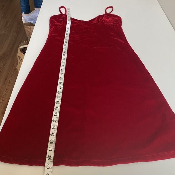 Zara Red Velvet 90's Style Mini Dress Size Medium - Picture 9 of 11